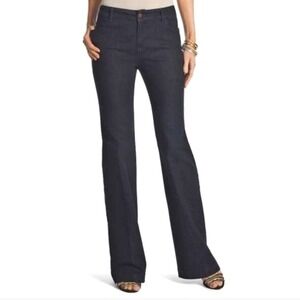 Chicos The Platinum Trouser Jeans Dark Wash Wide Leg Stretch Women's Size 12